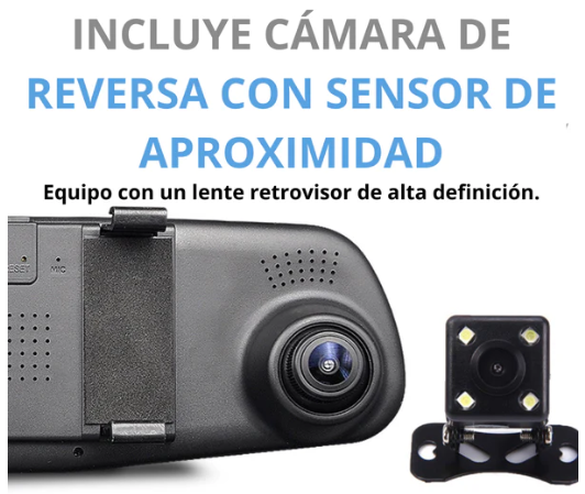 Espejo Retrovisor SMART Con Cámara Frontal y Cámara De Retroceso FULL HD