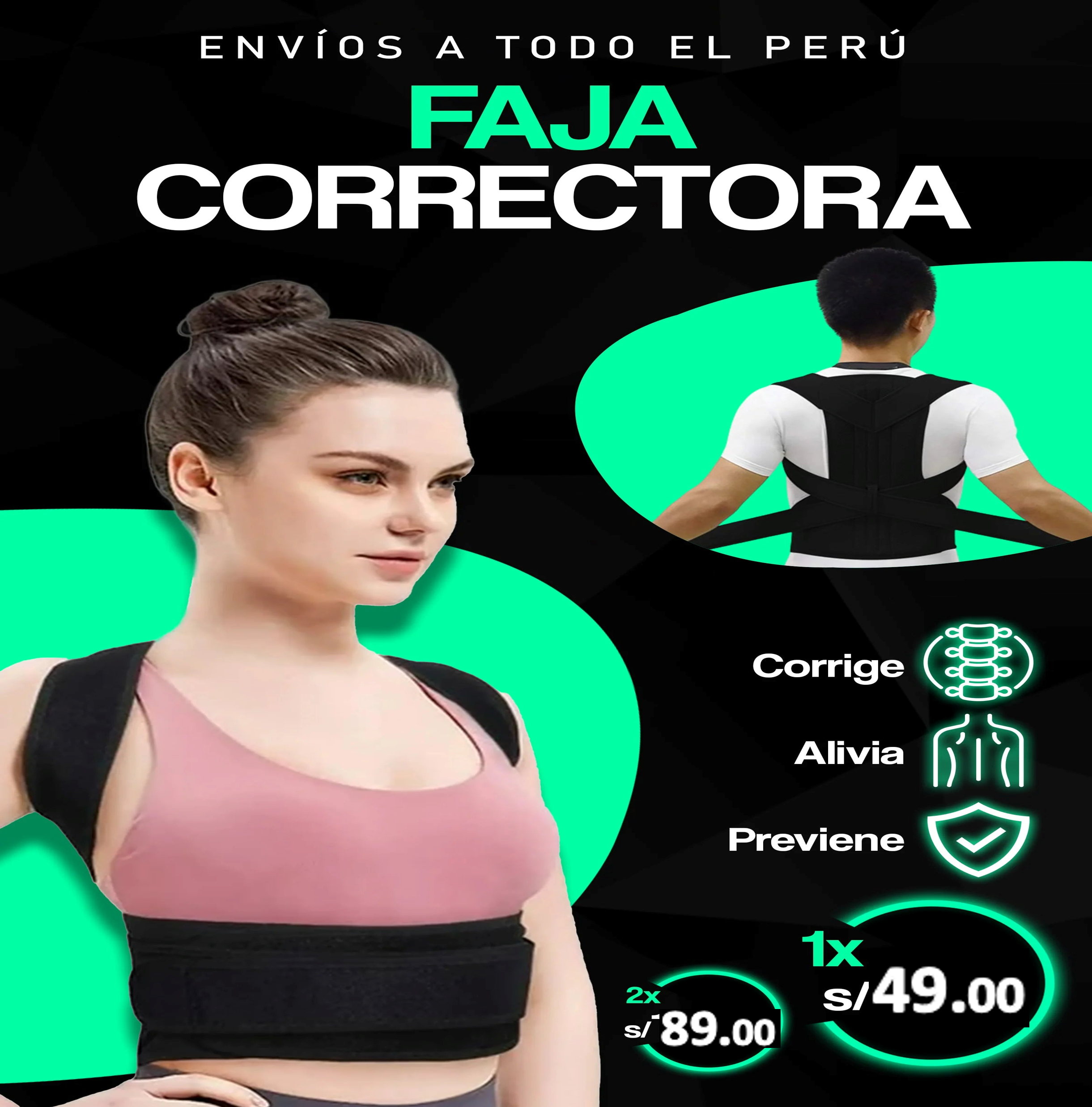 FAJA CORRECTORA DE POSTURA UNISEX XTREME SHAPER CON SOPORTE LUMBAR