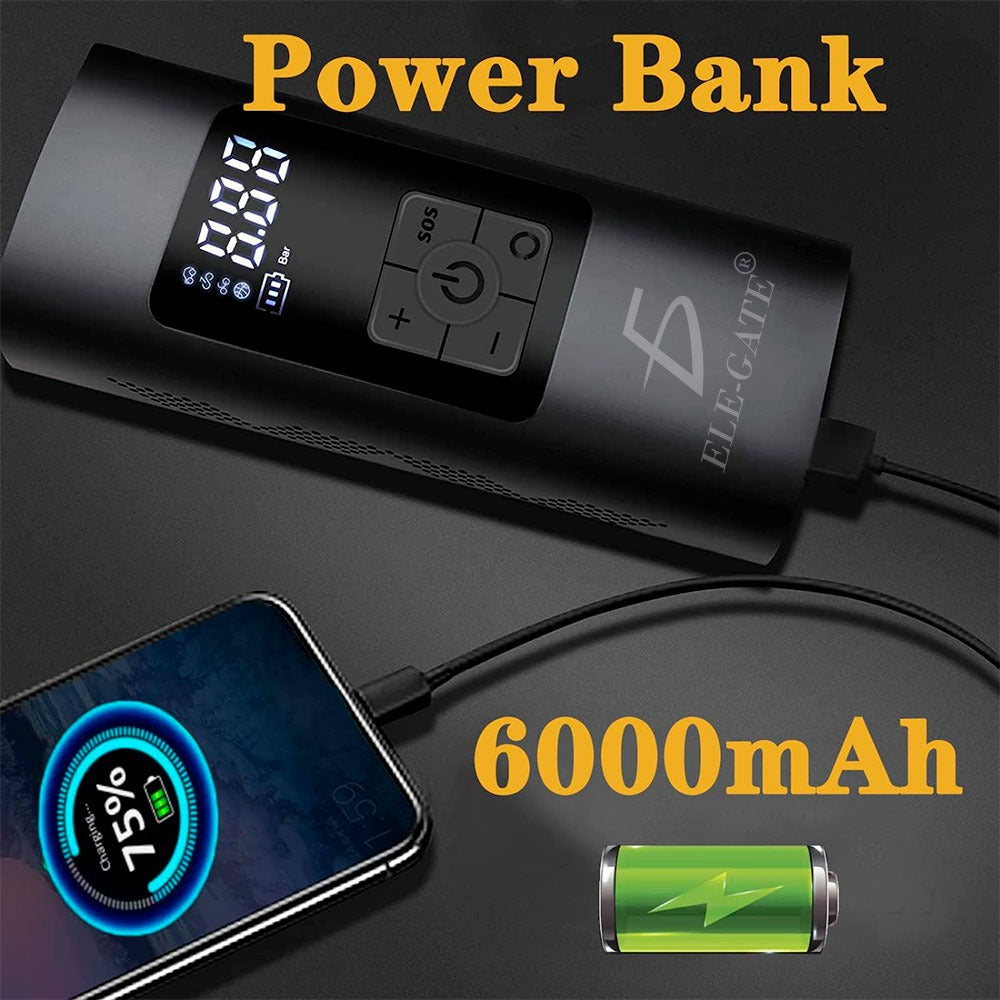 Inflador Portatil Recargable   de 150 Psi con Linterna y Power Bank