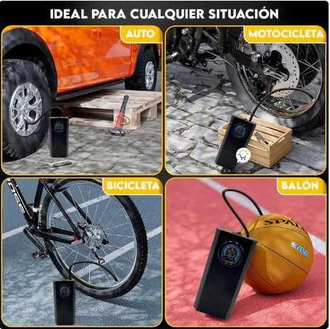 Inflador Portatil Recargable   de 150 Psi con Linterna y Power Bank